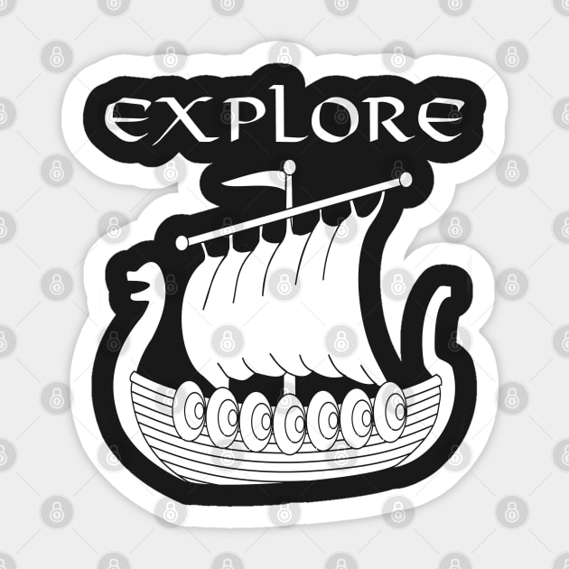 Viking Longship Explore Norse T-shirt Sticker by AgemaApparel